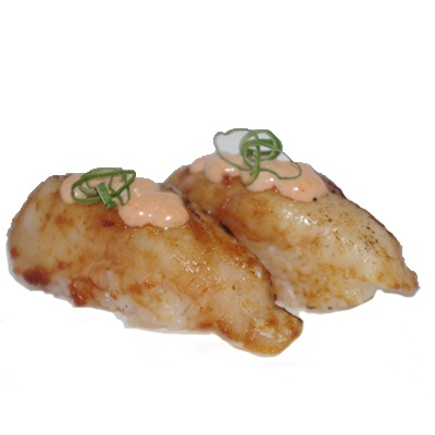 Lubina flameado con pasta chile y mayonesa japonesa