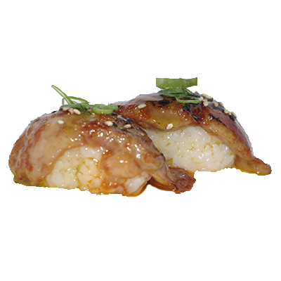 Foie flameado con pasta chile y salsa kiwi